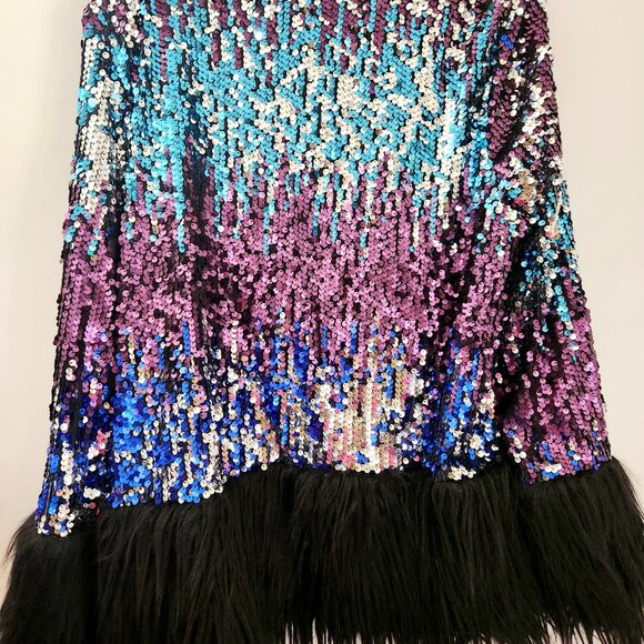 Shein BAE Open Front Contrast Fuzzy Sequin Coat. XL. NWOT - Picture 7 of 10